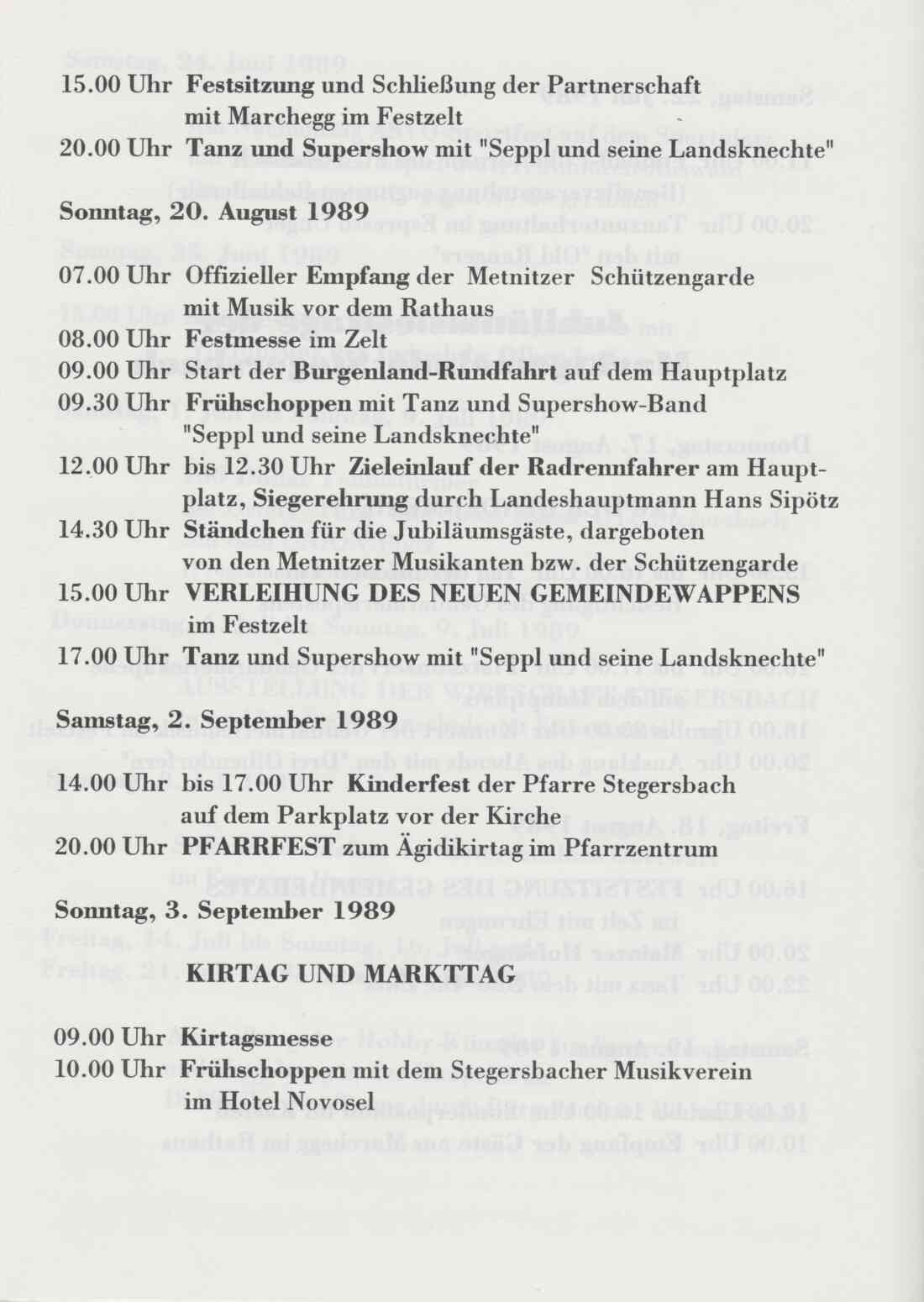 700 Jahre Stegersbach Festprogramm, Seite 11