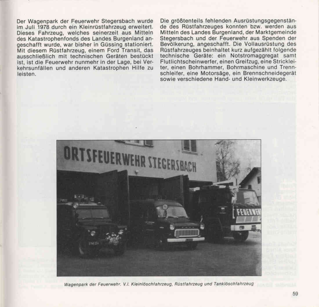 Freiwillige Feuerwehr Stegersbach 100 Jahre 1879 - 1979 Broschüre Seite 59