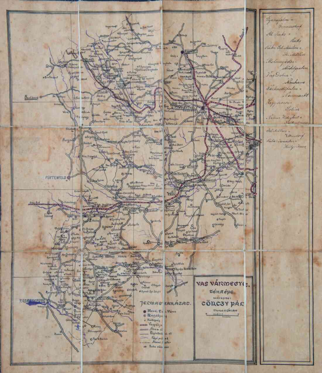 Landkarte vom Burgenland von der Steiermark und Ungarn