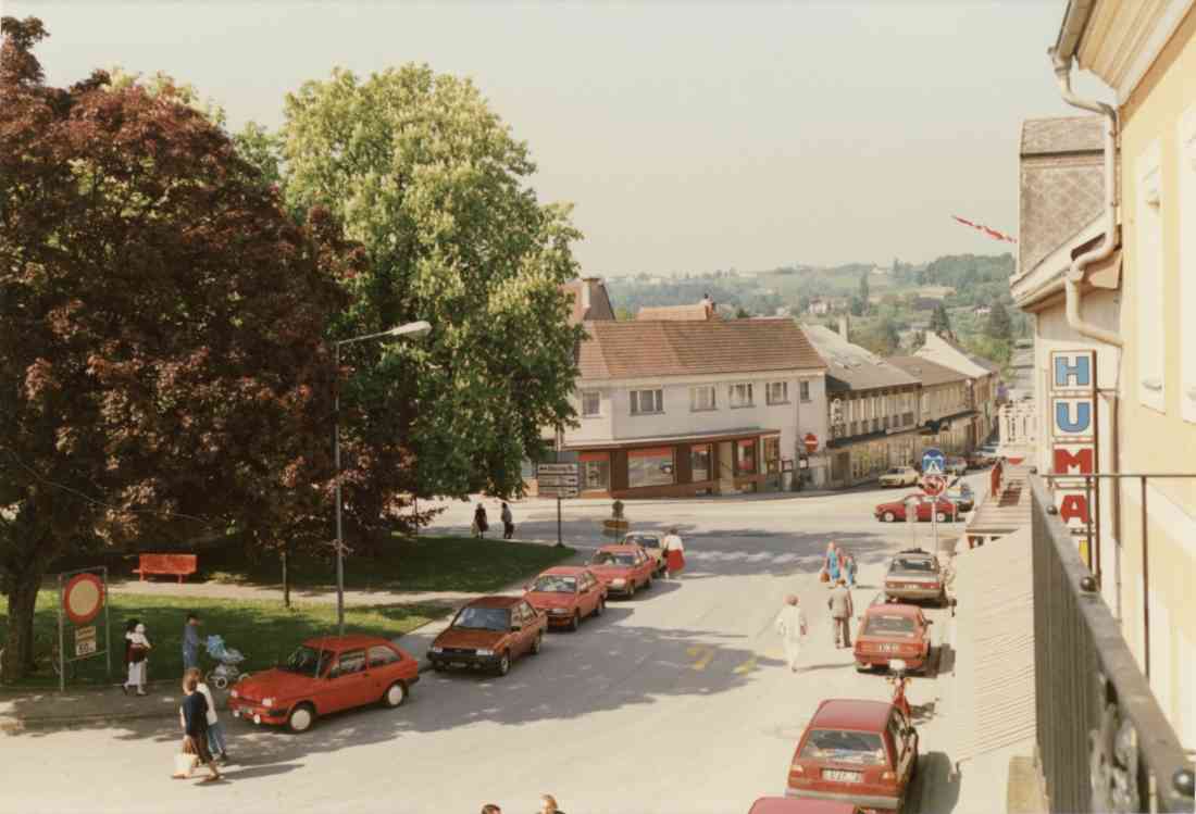 Hauptplatz, Park und Herrengasse am 09. Mai 1989