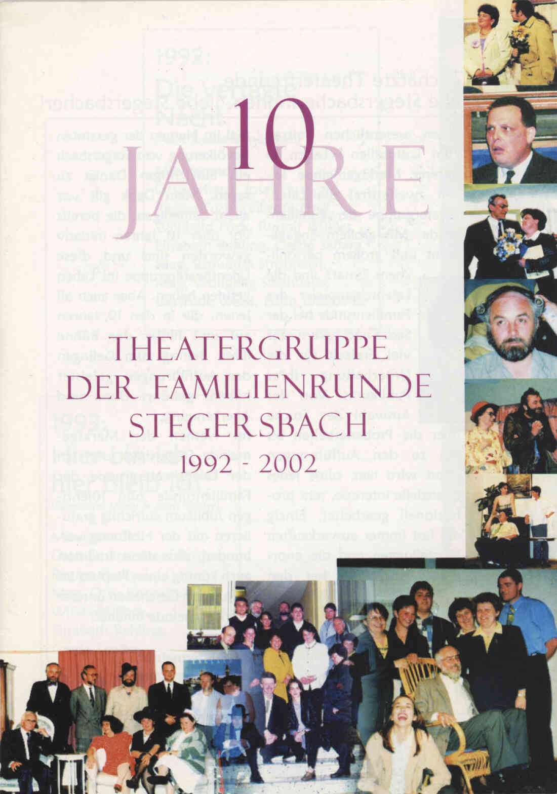 Prospekt 10 Jahre Theatergruppe der  Familienrunde Stegersbach 1992 - 2002 Seite 1