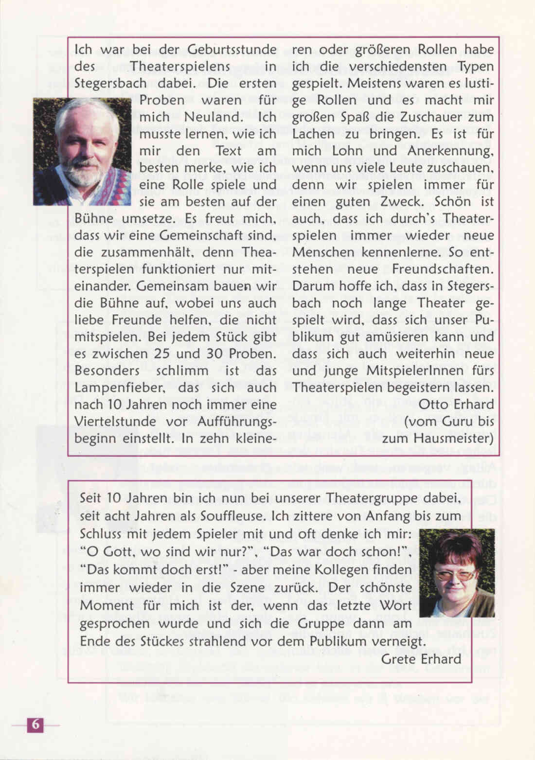 Prospekt 10 Jahre Theatergruppe der  Familienrunde Stegersbach 1992 - 2002 Seite 6