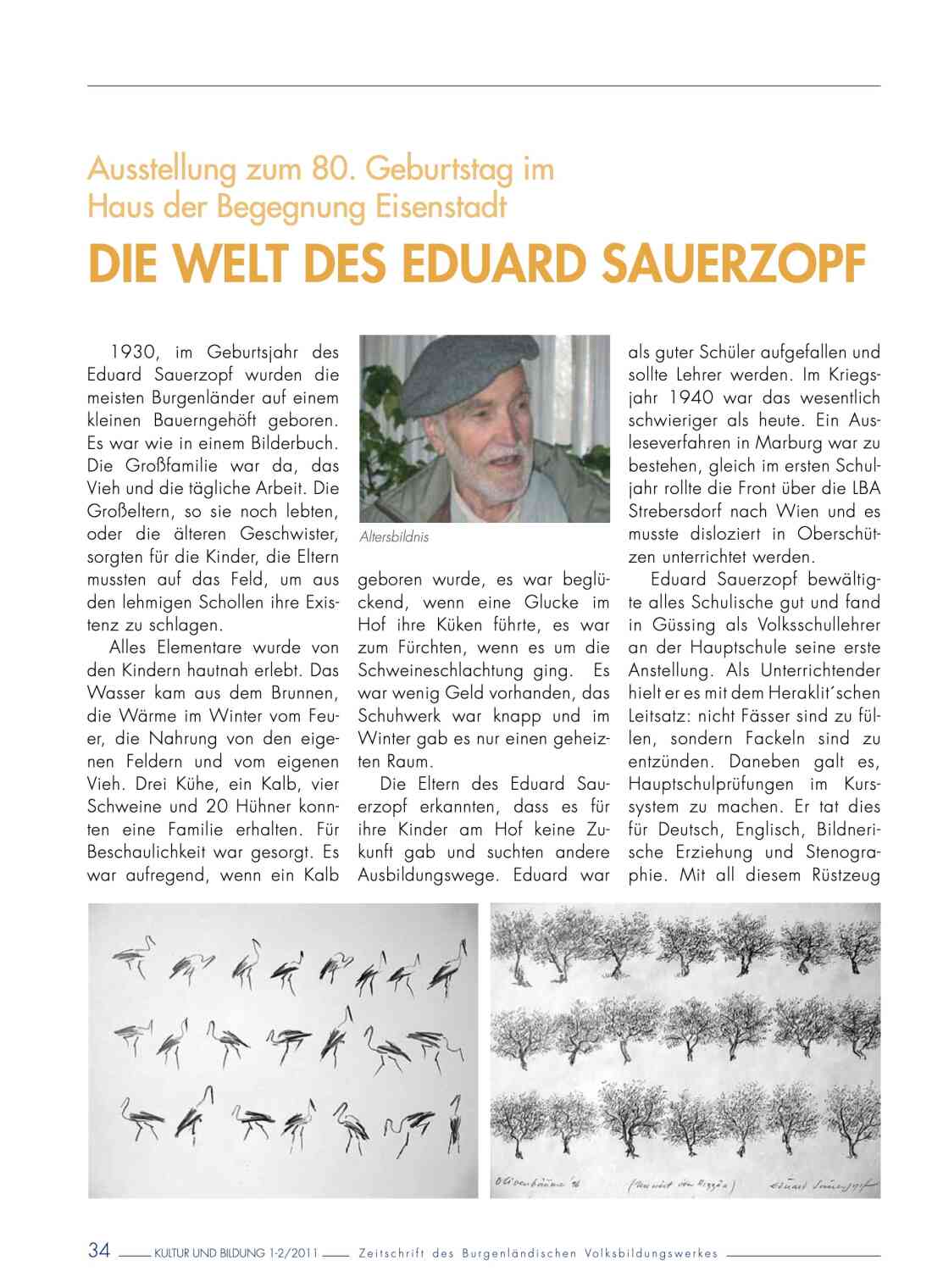 Zeitschrift des Burgenländischen Volksbildungswerkes von 2011 zur Ausstellung zum 80. Geburtstag von Eduard Sauerzopf