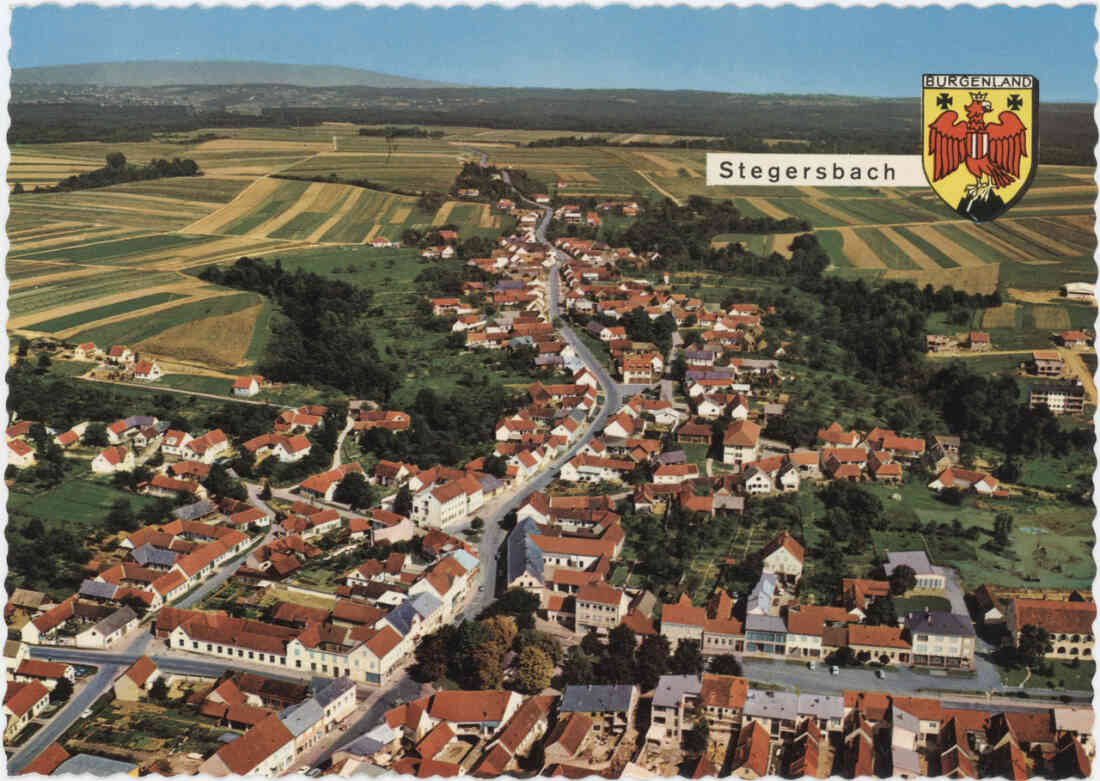 Stegersbach, Burgenland, Fugaufnahme, Ortsansicht, Wiener Straße, Hauptstraße, Schoadastraße