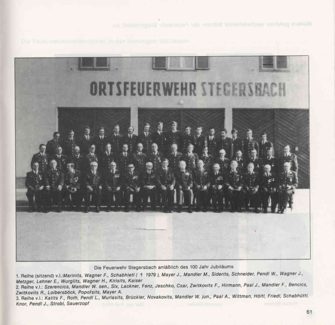 Freiwillige Feuerwehr Stegersbach 100 Jahre 1879 - 1979 Broschüre Seite 61
