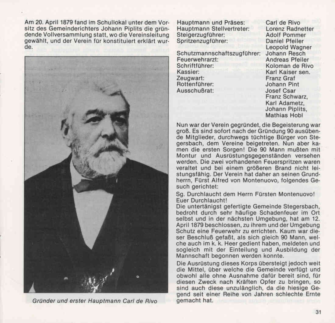 Freiwillige Feuerwehr Stegersbach 100 Jahre 1879 - 1979 Broschüre Seite 31