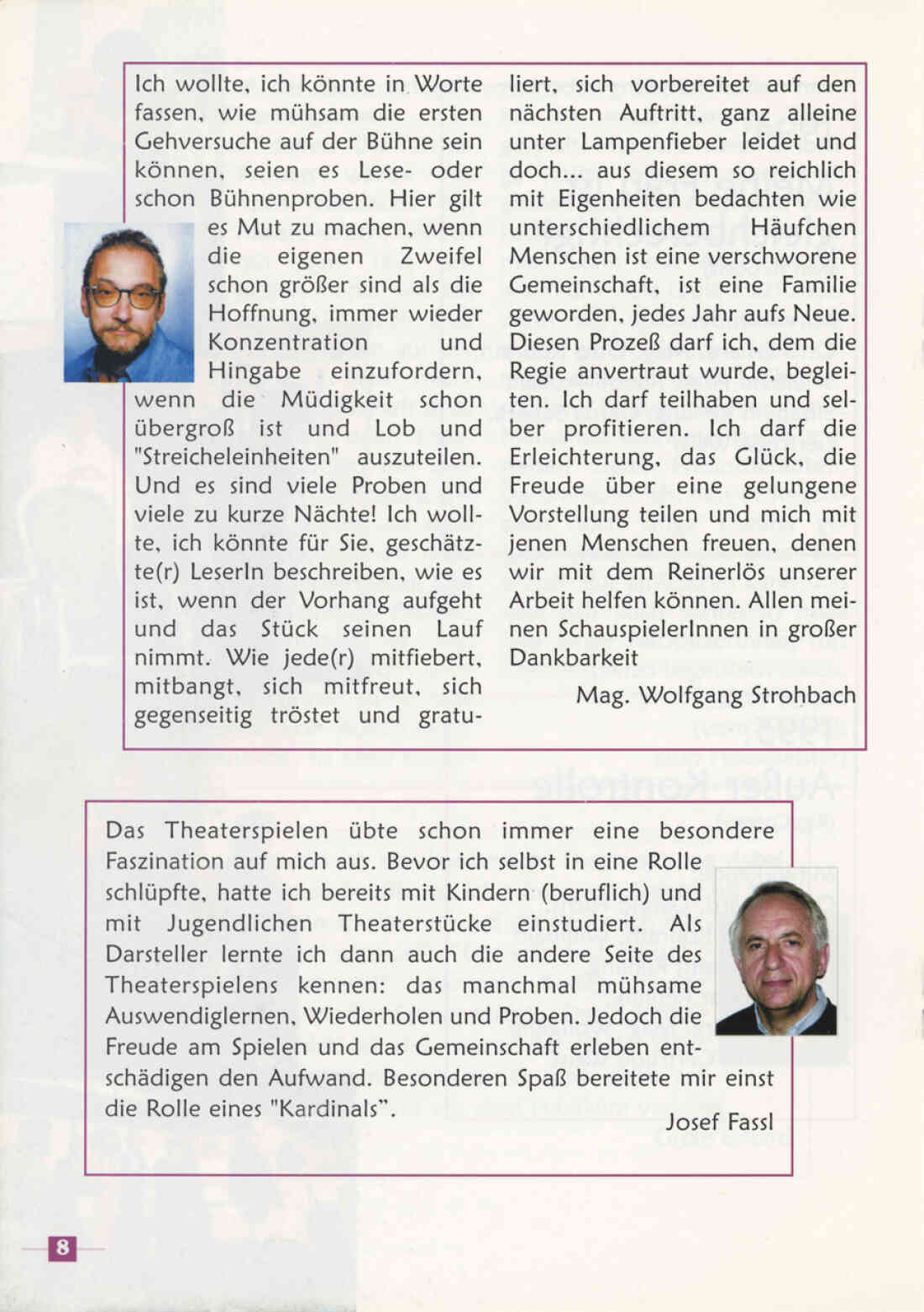 Prospekt 10 Jahre Theatergruppe der  Familienrunde Stegersbach 1992 - 2002 Seite 8