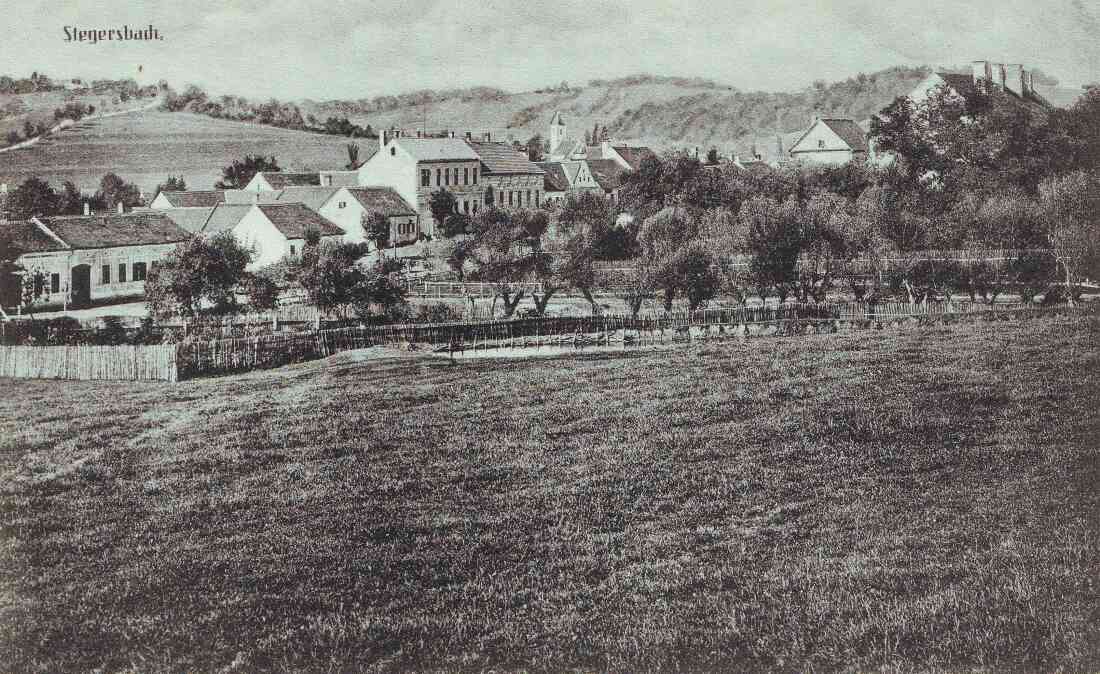 Stegersbach, Blick von Meierhof, Hauptstraße, Kastell, Kirchengasse, Kirche