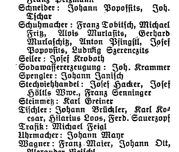 Geschäfte und Betriebe in Stegersbach aus dem Jahr 1937
