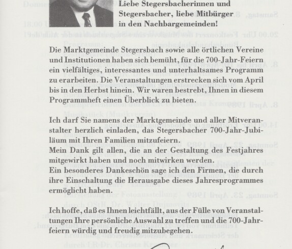 700 Jahre Stegersbach Festprogramm, Seite 2