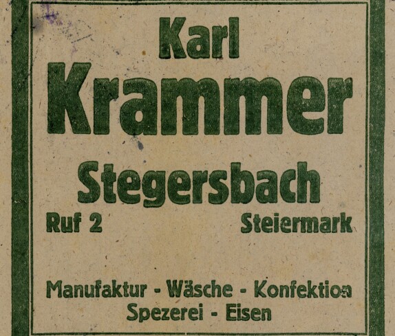 Karl Krammer Manufaktur, Wäsche, Konfektion, Spezerei, Eisen Geschäft