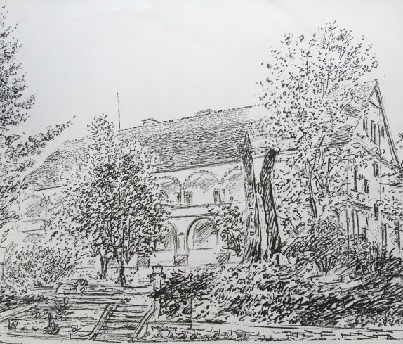 Das Kastell und ehemalige Museum gezeichnet von Eduard Sauerzopf