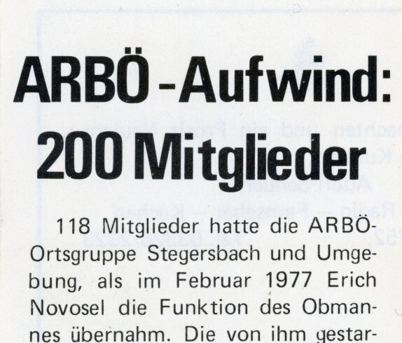 Zeitungsartikel über ARBÖ Mitglieder in "Bei uns" vom Dezember 1978