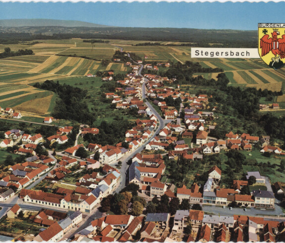 Stegersbach, Burgenland, Fugaufnahme, Ortsansicht, Wiener Straße, Hauptstraße, Schoadastraße