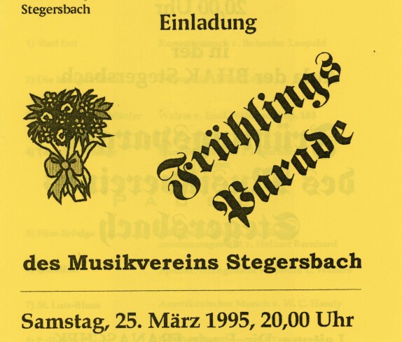 Musikverein Stegersbach, Einladung zu Frühlingsparade am 25 März 1995