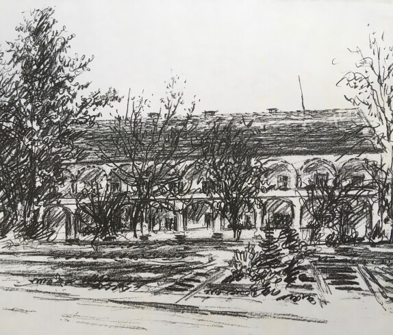 Das Kastell und ehemalige Museum gezeichnet von Eduard Sauerzopf