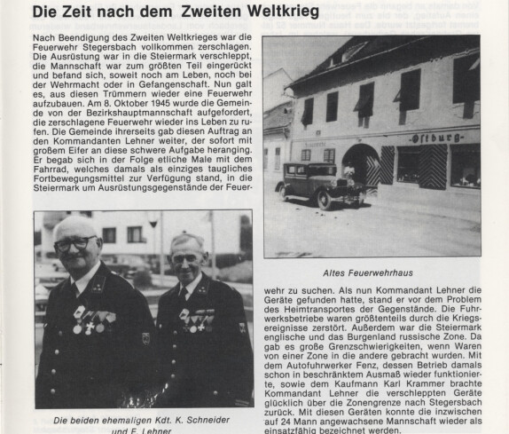Freiwillige Feuerwehr Stegersbach 100 Jahre 1879 - 1979 Broschüre Seite 39