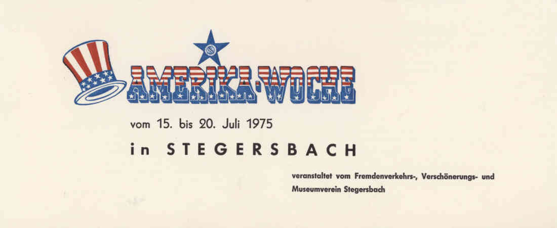 Festprogramm Amerika - Woche 1975, Seite 1, vom Fremdenverkehr - Verschönerungs - und Museumverein Stegersbach