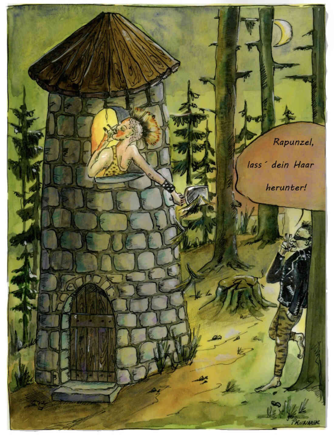 Karikatur Rapunzel im Wandel der Zeit von Norbert Prenner