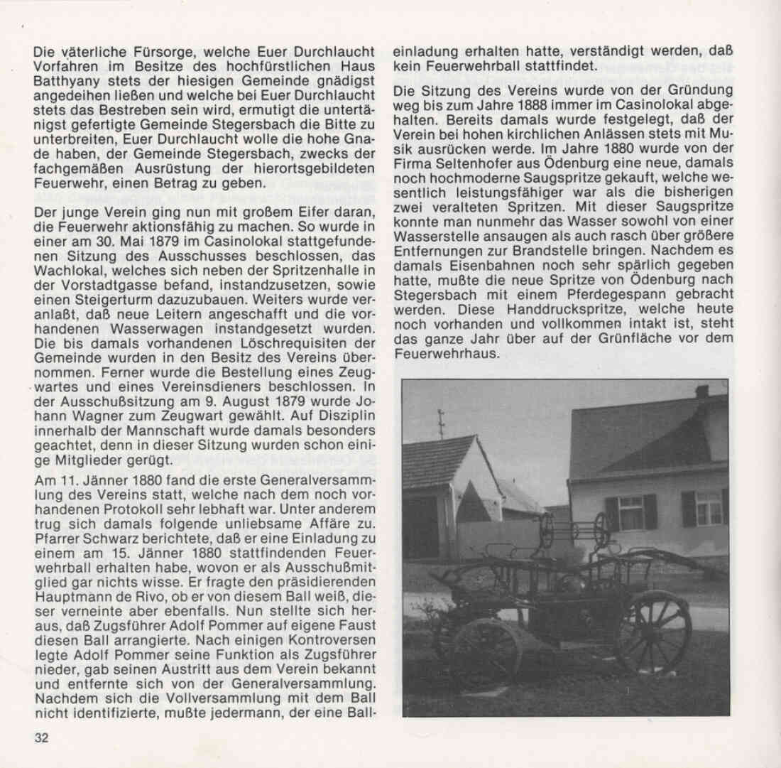 Freiwillige Feuerwehr Stegersbach 100 Jahre 1879 - 1979 Broschüre Seite 32