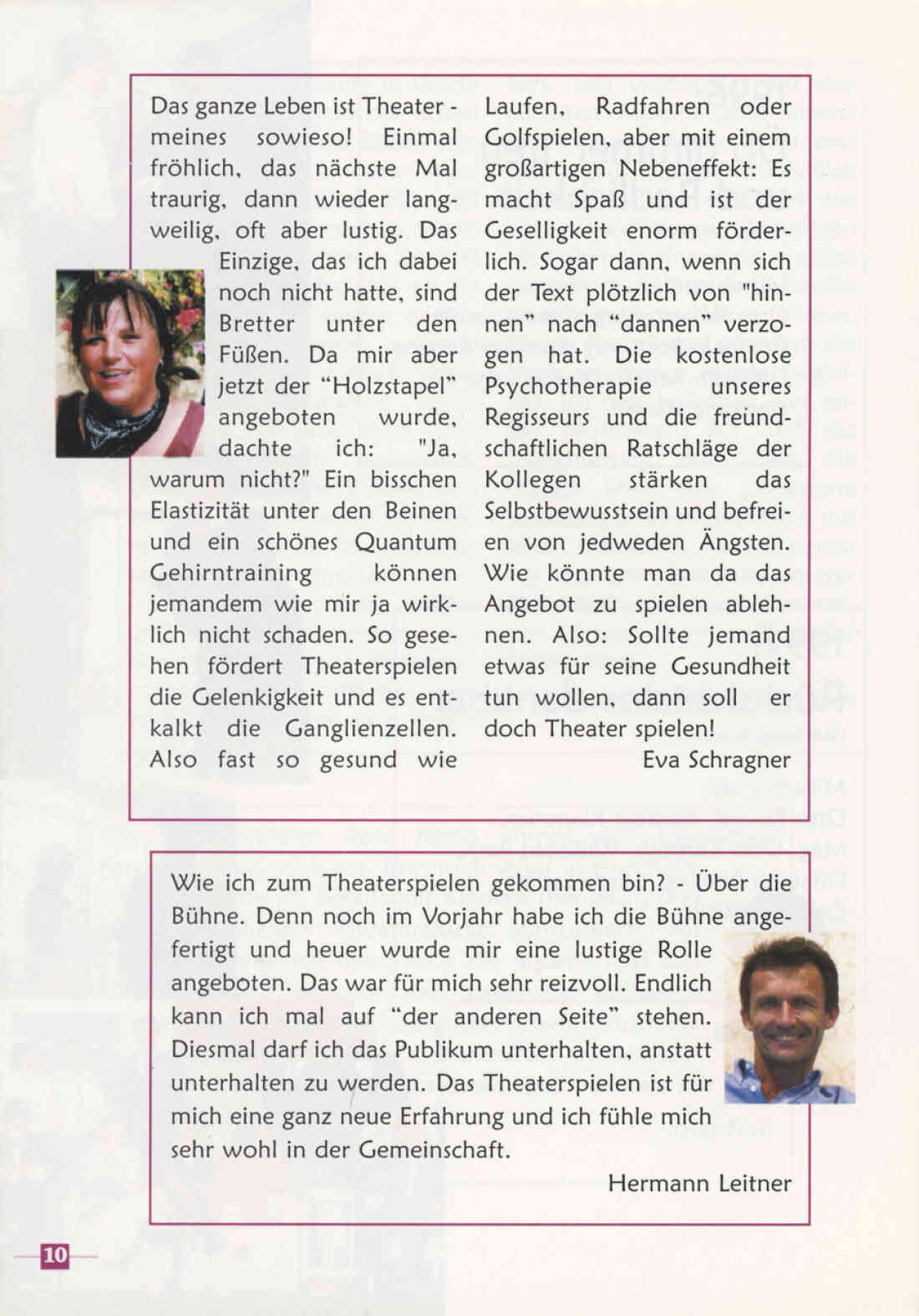 Prospekt 10 Jahre Theatergruppe der  Familienrunde Stegersbach 1992 - 2002 Seite 10