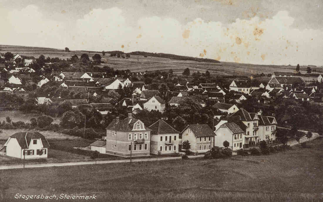 Stegersbach, Steiermark, Ortsansicht, Kirchengasse, Rauchfangkehrermeister Hartl, Herrengasse, Schoadastraße, Hauptstraße, Kastell