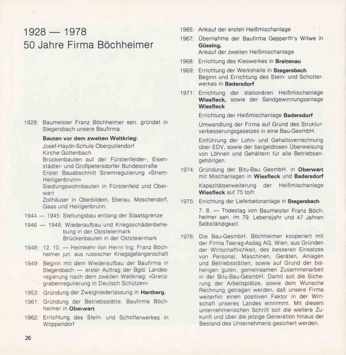 50 Jahre Firma Böchheimer & Co 1928 - 1978 Broschüre Seite 26